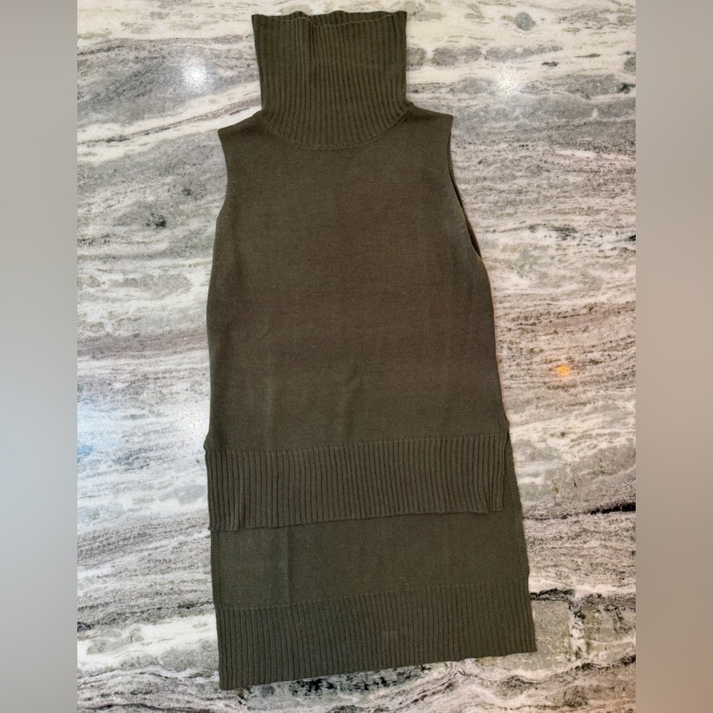 Olive Sleeveless Turtleneck Sweater